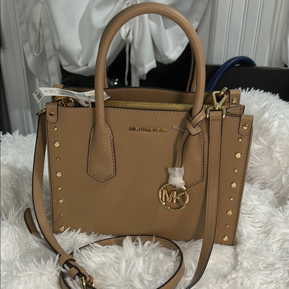 Michael Kors Tan Satchel with Gold Accents